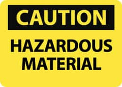 NMC - "Caution - Hazardous Material", 10" Long x 14" Wide, Aluminum Safety Sign - Rectangle, 0.04" Thick, Use for Hazardous Materials - Caliber Tooling