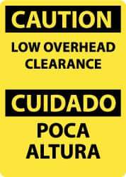 NMC - "Caution - Low Overhead Clearance", 14" Long x 10" Wide, Rigid Plastic Safety Sign - Rectangle, 0.05" Thick, Use for Accident Prevention - Caliber Tooling