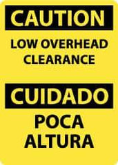 NMC - "Caution - Low Overhead Clearance", 14" Long x 10" Wide, Aluminum Safety Sign - Rectangle, 0.04" Thick, Use for Accident Prevention - Caliber Tooling