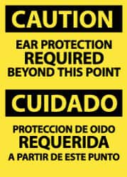 NMC - "Caution - Ear Protection Required Beyond This Point", 14" Long x 10" Wide, Rigid Plastic Safety Sign - Rectangle, 0.05" Thick, Use for Accident Prevention - Caliber Tooling