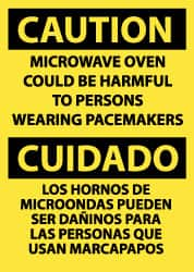 NMC - "Caution - Microwave Oven Could Be Harmful to Persons Wearing Pacemakers", 14" Long x 10" Wide, Pressure-Sensitive Vinyl Safety Sign - Rectangle, 0.004" Thick, Use for Accident Prevention - Caliber Tooling