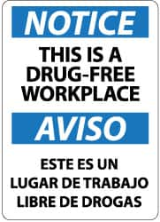 NMC - "Notice - This Is a Drug-Free Workplace", 14" Long x 10" Wide, Aluminum Safety Sign - Rectangle, 0.04" Thick, Use for Security & Admittance - Caliber Tooling