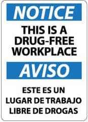 NMC - "Notice - This Is a Drug-Free Workplace", 14" Long x 10" Wide, Rigid Plastic Safety Sign - Rectangle, 0.05" Thick, Use for Security & Admittance - Caliber Tooling