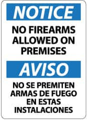 NMC - "Notice - No Firearms Allowed on Premises", 14" Long x 10" Wide, Pressure-Sensitive Vinyl Safety Sign - Rectangle, 0.004" Thick, Use for Accident Prevention - Caliber Tooling