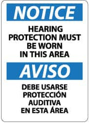 NMC - "Notice - Hearing Protection Must Be Worn in This Area", 14" Long x 10" Wide, Aluminum Safety Sign - Rectangle, 0.04" Thick, Use for Accident Prevention - Caliber Tooling