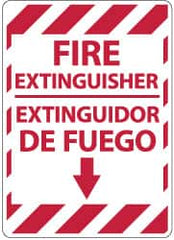 NMC - Fire Extinguisher, Pressure Sensitive Vinyl Fire Sign - 14" Wide x 10" High, English/Spanish - Caliber Tooling