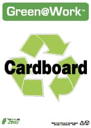 NMC - "Green @ Work - Cardboard", 14" Long x 10" Wide, Rigid Plastic Safety Sign - Rectangle, 0.01" Thick, Use for Restroom, Janitorial & Housekeeping - Caliber Tooling