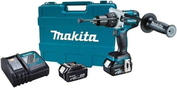 Makita - 18 Volt 1/2" Keyless Chuck Cordless Hammer Drill - 0 to 34,000 BPM, 0 to 400 & 0 to 1,500 RPM, Reversible, Ergonomic Handle - Caliber Tooling