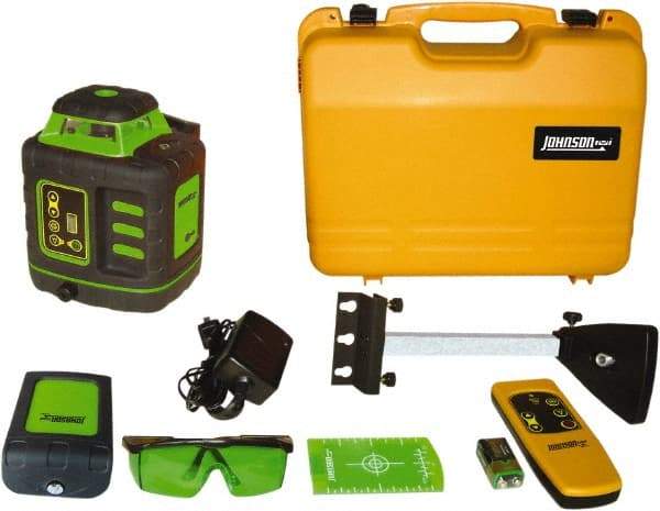 Johnson Level & Tool - 1,200' (Exterior) Measuring Range, 1/8" at 100' Accuracy, Self-Leveling Rotary Laser - ±3° Self Leveling Range, 150, 200, 250 & 300 RPM, 2 Beams, NiMH Battery Included - Caliber Tooling