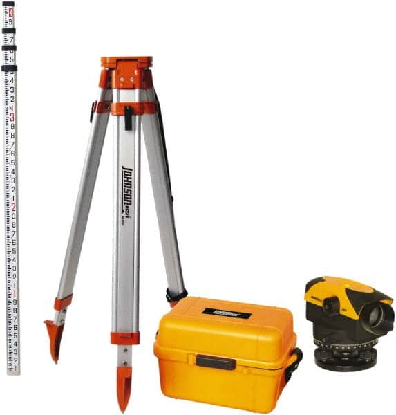 Johnson Level & Tool - 30x Magnification, 2.62 to 400 Ft. Measuring Range, Automatic Optical Level Kit - Accuracy 1/16 Inch at 200 Ft., Kit Includes Tripod, 13 Grade Rod, Hard Shell Carrying Case - Caliber Tooling