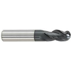 1/2" Dia. - 1" LOC - 3 OAL Ball Nose 3 FL Carbide S/E HP End Mill-AlTiN - Caliber Tooling