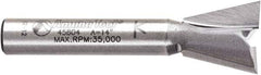 Amana Tool - 1/2" Cut Diam, 1/2" Length of Cut, 2 Flute Dovetail Edge Profile Router Bit - Carbide-Tipped, 1/4" Shank Diam, 1-3/4" OAL, Uncoated - Caliber Tooling