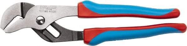 Channellock - 9-7/16" OAL, 1-1/2" Max Capacity, 1mm Jaw Length x 0.47" Jaw Width, 5 Position Tongue & Groove Pliers - Straight Straight Jaws, Straight Head, Plastisol Handles - Caliber Tooling