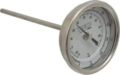 Wika - 6 Inch Long Stem, 3 Inch Dial Diameter, Stainless Steel, Back Connected Bi-Metal Thermometer - -15 to 90°C, 1% Accuracy - Caliber Tooling