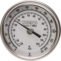 Wika - 6 Inch Long Stem, 3 Inch Dial Diameter, Stainless Steel, Back Connected Bi-Metal Thermometer - -20 to 120°C, 1% Accuracy - Caliber Tooling