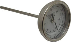 Wika - 6 Inch Long Stem, 3 Inch Dial Diameter, Stainless Steel, Back Connected Bi-Metal Thermometer - 65 to 400°C, 1% Accuracy - Caliber Tooling