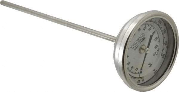 Wika - 9 Inch Long Stem, 3 Inch Dial Diameter, Stainless Steel, Back Connected Bi-Metal Thermometer - 10 to 150°C, 1% Accuracy - Caliber Tooling