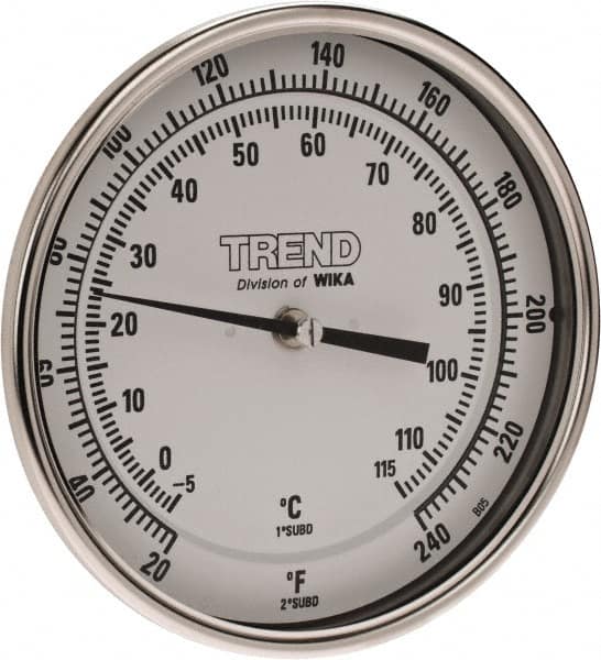 Wika - 2-1/2 Inch Long Stem, 5 Inch Dial Diameter, Stainless Steel, Back Connected Bi-Metal Thermometer - -5 to 115°C, 1% Accuracy - Caliber Tooling