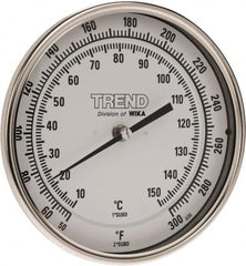 Wika - 2-1/2 Inch Long Stem, 5 Inch Dial Diameter, Stainless Steel, Back Connected Bi-Metal Thermometer - 10 to 150°C, 1% Accuracy - Caliber Tooling