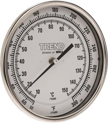 Wika - 6 Inch Long Stem, 5 Inch Dial Diameter, Stainless Steel, Back Connected Bi-Metal Thermometer - 10 to 150°C, 1% Accuracy - Caliber Tooling