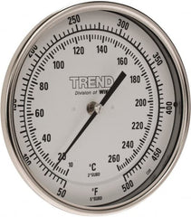 Wika - 9 Inch Long Stem, 5 Inch Dial Diameter, Stainless Steel, Back Connected Bi-Metal Thermometer - 10 to 260°C, 1% Accuracy - Caliber Tooling