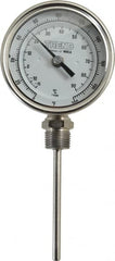 Wika - 4 Inch Long Stem, 3 Inch Dial Diameter, Stainless Steel, Bottom Connected Bi-Metal Thermometer - -15 to 90°C, 1% Accuracy - Caliber Tooling