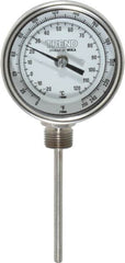 Wika - 4 Inch Long Stem, 3 Inch Dial Diameter, Stainless Steel, Bottom Connected Bi-Metal Thermometer - -20 to 120°C, 1% Accuracy - Caliber Tooling