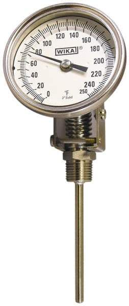 Wika - 4 Inch Long Stem, Stainless Steel, Adjustable Angle Bi-Metal Thermometer - -40 to 50°C, 1% Accuracy - Caliber Tooling