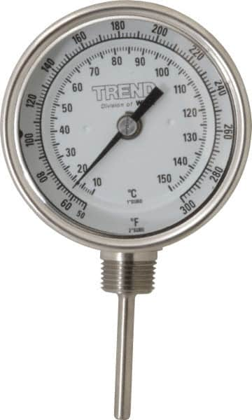 Wika - 2-1/2 Inch Long Stem, 3 Inch Dial Diameter, Stainless Steel, Adjustable Angle Bi-Metal Thermometer - 10 to 150°C, 1% Accuracy - Caliber Tooling