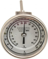 Wika - 4 Inch Long Stem, 3 Inch Dial Diameter, Stainless Steel, Adjustable Angle Bi-Metal Thermometer - -20 to 60°C, 1% Accuracy - Caliber Tooling