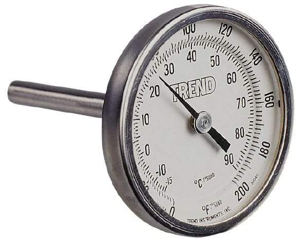 Wika - 4 Inch Long Stem, 2 Inch Dial Diameter, Stainless Steel, Back Connected Bi-Metal Thermometer - -70 to 70°C, 1% Accuracy - Caliber Tooling