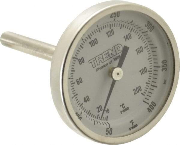 Wika - 2-1/2 Inch Long Stem, 2 Inch Dial Diameter, Stainless Steel, Back Connected Bi-Metal Thermometer - 10 to 200°C, 1% Accuracy - Caliber Tooling