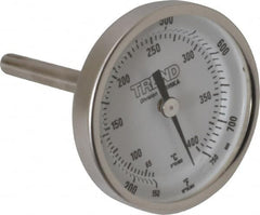 Wika - 2-1/2 Inch Long Stem, 2 Inch Dial Diameter, Stainless Steel, Back Connected Bi-Metal Thermometer - 65 to 400°C, 1% Accuracy - Caliber Tooling