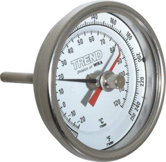 Wika - 2-1/2 Inch Long Stem, 3 Inch Dial Diameter, Stainless Steel, Back Connected Bi-Metal Thermometer - -20 to 120°C, 1% Accuracy - Caliber Tooling