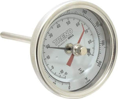 Wika - 4 Inch Long Stem, 3 Inch Dial Diameter, Stainless Steel, Back Connected Bi-Metal Thermometer - -15 to 90°C, 1% Accuracy - Caliber Tooling