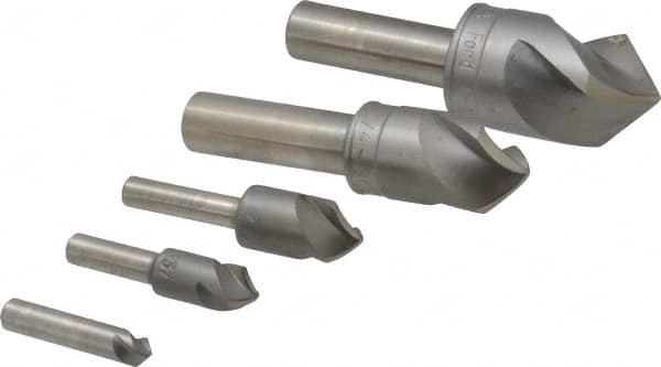 M.A. Ford - 5 Piece, 1/4 to 1" Head Diam, 90° Included Angle, Single End Countersink Set - Caliber Tooling