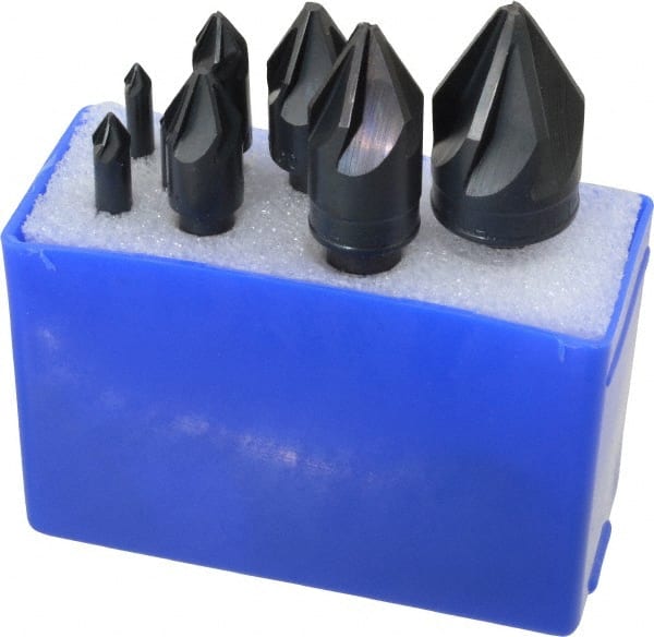 M.A. Ford - 8 Piece, 1/8 to 1" Head Diam, 60° Included Angle, Single End Countersink Set - Caliber Tooling