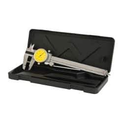 Value Collection - 0" to 6" Range, 0.001" Graduation, 0.1" per Revolution, Dial Caliper - Yellow Face, 1.57" Jaw Length - Caliber Tooling