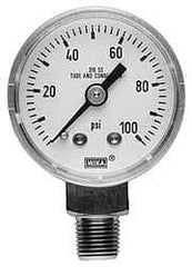 Wika - 2" Dial, 1/4 Thread, 0-160 Scale Range, Pressure Gauge - Center Back Connection Mount, Accurate to 2.5% of Scale - Caliber Tooling