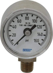 Wika - 1-1/2" Dial, 1/8 Thread, 0-160 Scale Range, Pressure Gauge - Lower Connection Mount, Accurate to 2.5% of Scale - Caliber Tooling