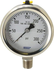 Wika - 2-1/2" Dial, 1/4 Thread, 0-300 Scale Range, Pressure Gauge - Lower Connection Mount, Accurate to 1.5% of Scale - Caliber Tooling