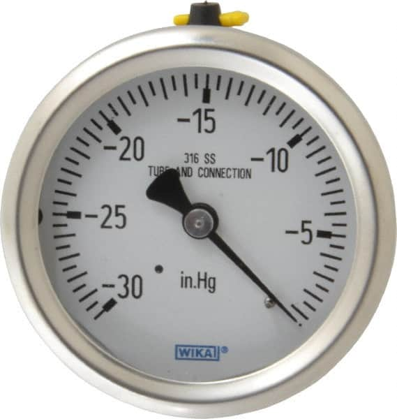 Wika - 2-1/2" Dial, 1/4 Thread, 30-0 Scale Range, Pressure Gauge - Center Back Connection Mount, Accurate to 1.5% of Scale - Caliber Tooling