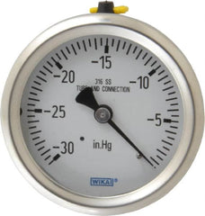 Wika - 2-1/2" Dial, 1/4 Thread, 30-0 Scale Range, Pressure Gauge - Center Back Connection Mount, Accurate to 1.5% of Scale - Caliber Tooling