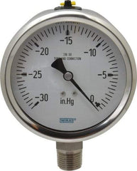 Wika - 4" Dial, 1/2 Thread, 30-0 Scale Range, Pressure Gauge - Lower Connection Mount, Accurate to 1% of Scale - Caliber Tooling