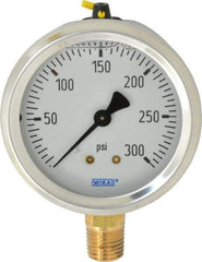 Wika - 2-1/2" Dial, 1/4 Thread, 0-300 Scale Range, Pressure Gauge - Lower Connection Mount, Accurate to 1.5% of Scale - Caliber Tooling