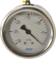 Wika - 2-1/2" Dial, 1/4 Thread, 30-0 Scale Range, Pressure Gauge - Center Back Connection Mount, Accurate to 1.5% of Scale - Caliber Tooling