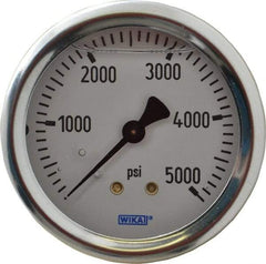 Wika - 2-1/2" Dial, 1/4 Thread, 0-5,000 Scale Range, Pressure Gauge - Center Back Connection Mount, Accurate to 1.5% of Scale - Caliber Tooling