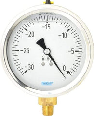 Wika - 4" Dial, 1/4 Thread, 30-0 Scale Range, Pressure Gauge - Lower Connection Mount, Accurate to 1% of Scale - Caliber Tooling