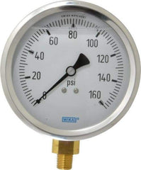 Wika - 4" Dial, 1/4 Thread, 0-160 Scale Range, Pressure Gauge - Lower Connection Mount, Accurate to 1% of Scale - Caliber Tooling