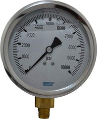 Wika - 4" Dial, 1/4 Thread, 0-10,000 Scale Range, Pressure Gauge - Lower Connection Mount, Accurate to 1% of Scale - Caliber Tooling